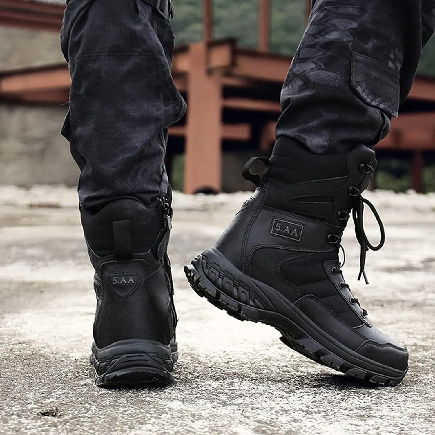 Mens Waterproof Hiking Boots Lightweight Camping Boots Military Tactical Boots Work Boot Blue-EU43/US9