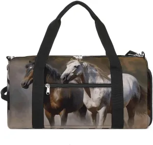 Mens Womens Gym Bag, Horses Animals Print Duffle Bags,travel Gym Duffle Bag,garment Duffle Bag,gym Bag with Shoe Compartment
