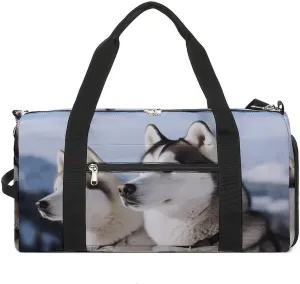 Mens Womens Gym Bag, Husky Dogs Print Duffle Bags,travel Gym Duffle Bag,garment Duffle Bag,gym Bag with Shoe Compartment