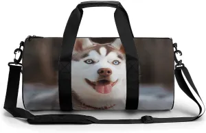 Mens Womens Gym Bag, Husky Piquant Dog Print Duffle Bags,travel Gym Duffle Bag,garment Duffle Bag,gym Bag with Shoe Compartment