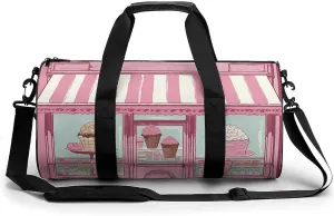 Mens Womens Gym Bag, Ice Cream Store Color Print Duffle Bags,travel Gym Duffle Bag,garment Duffle Bag,gym Bag with Shoe Compartment, 17.7in/9in/9in