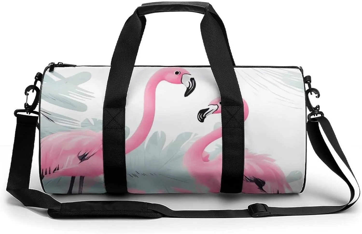 Mens Womens Gym Bag, Love Flamingo Print Duffle Bags,travel Gym Duffle Bag,garment Duffle Bag,gym Bag with Shoe Compartment, 17.7in/9in/9in