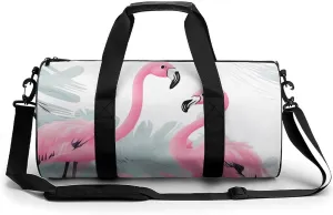 Mens Womens Gym Bag, Love Flamingo Print Duffle Bags,travel Gym Duffle Bag,garment Duffle Bag,gym Bag with Shoe Compartment, 17.7in/9in/9in
