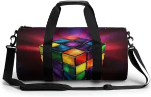 Mens Womens Gym Bag, Magic Cube Puzzle Print Duffle Bags,travel Gym Duffle Bag,garment Duffle Bag,gym Bag with Shoe Compartment