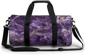 Mens Womens Gym Bag, Marble Purplem Print Duffle Bags,travel Gym Duffle Bag,garment Duffle Bag,gym Bag with Shoe Compartment