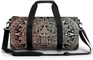 Mens Womens Gym Bag, Mayan Calendar End of The World Print Duffle Bags,travel Gym Duffle Bag,garment Duffle Bag,gym Bag with Shoe Compartment, 17.7in/9in/9in