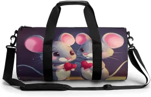 Mens Womens Gym Bag, Mouse in Love Print Duffle Bags,travel Gym Duffle Bag,garment Duffle Bag,gym Bag with Shoe Compartment