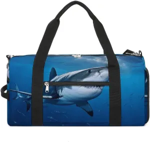 Mens Womens Gym Bag, Ocean Sea Animal Shark Print Duffle Bags,travel Gym Duffle Bag,garment Duffle Bag,gym Bag with Shoe Compartment