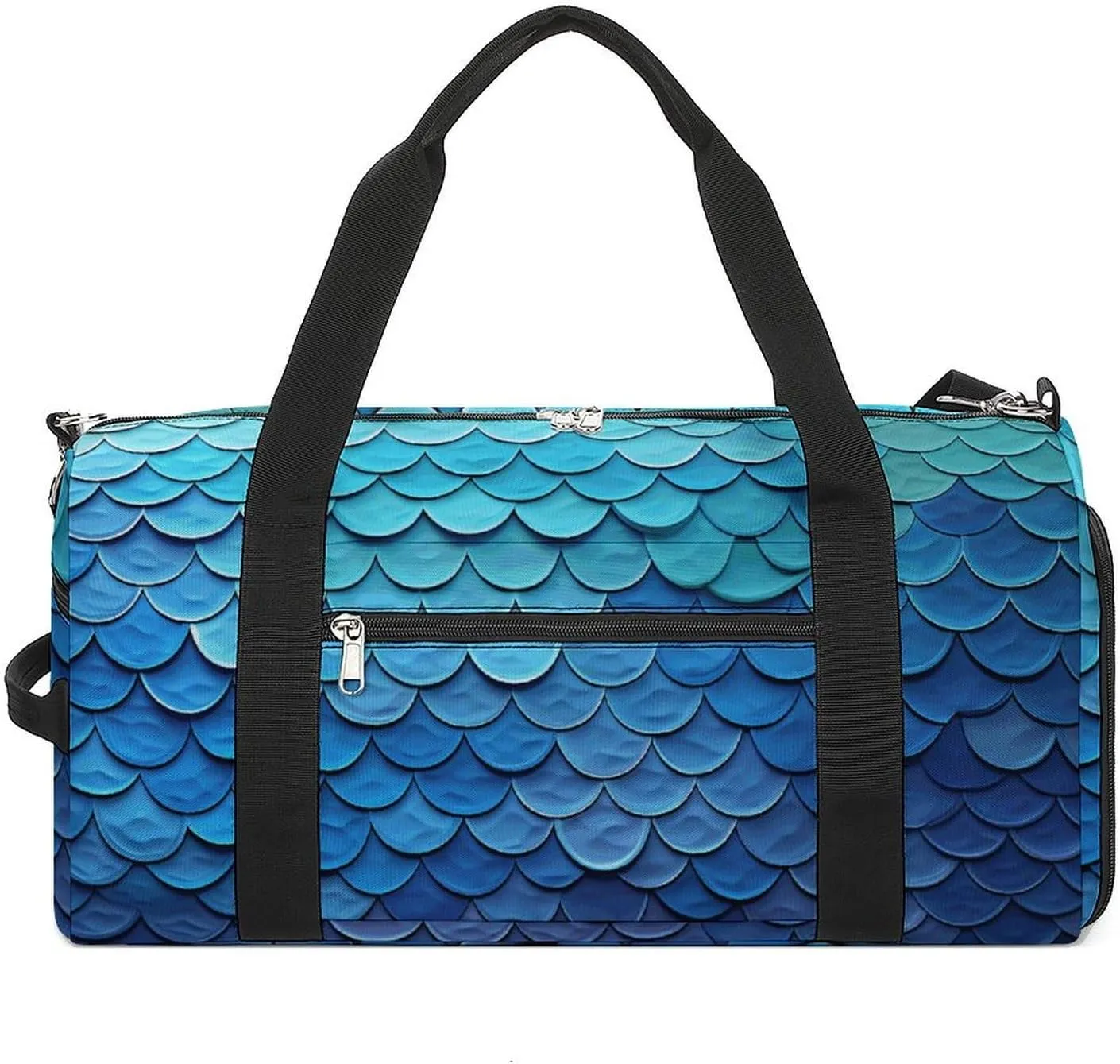 Mens Womens Gym Bag, Ocean Sea Blue Mermaid Fish Scale Print Duffle Bags,travel Gym Duffle Bag,garment Duffle Bag,gym Bag with Shoe Compartment