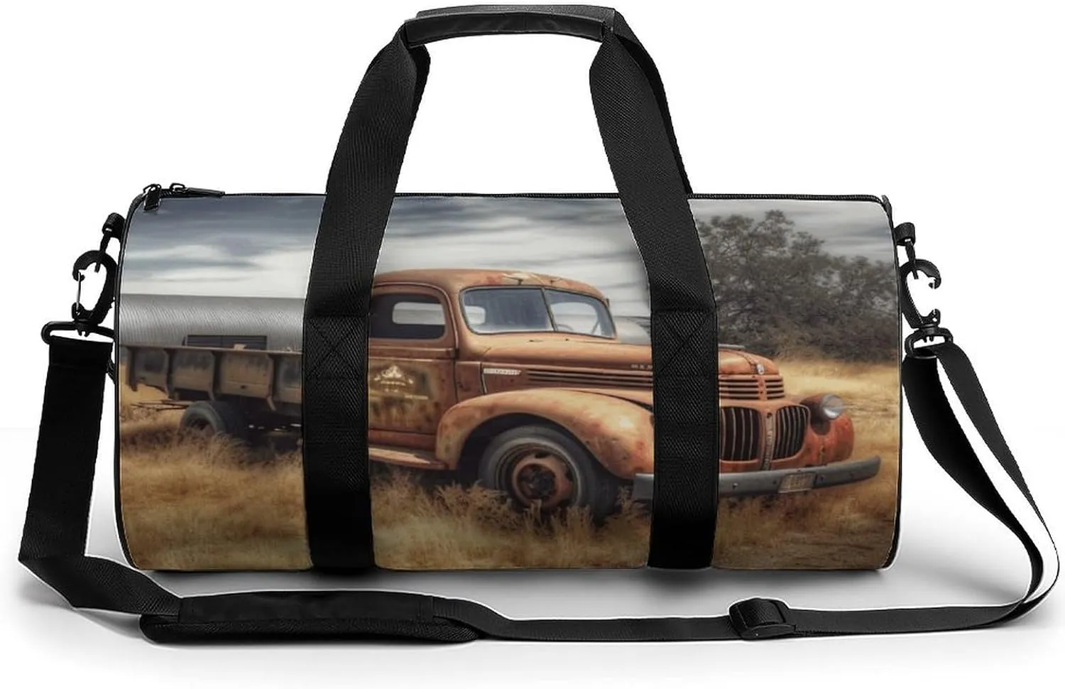 Mens Womens Gym Bag, Old Truck Car Print Duffle Bags,travel Gym Duffle Bag,garment Duffle Bag,gym Bag with Shoe Compartment