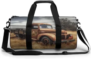Mens Womens Gym Bag, Old Truck Car Print Duffle Bags,travel Gym Duffle Bag,garment Duffle Bag,gym Bag with Shoe Compartment