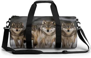 Mens Womens Gym Bag, Pack of Wolves Print Duffle Bags,travel Gym Duffle Bag,garment Duffle Bag,gym Bag with Shoe Compartment