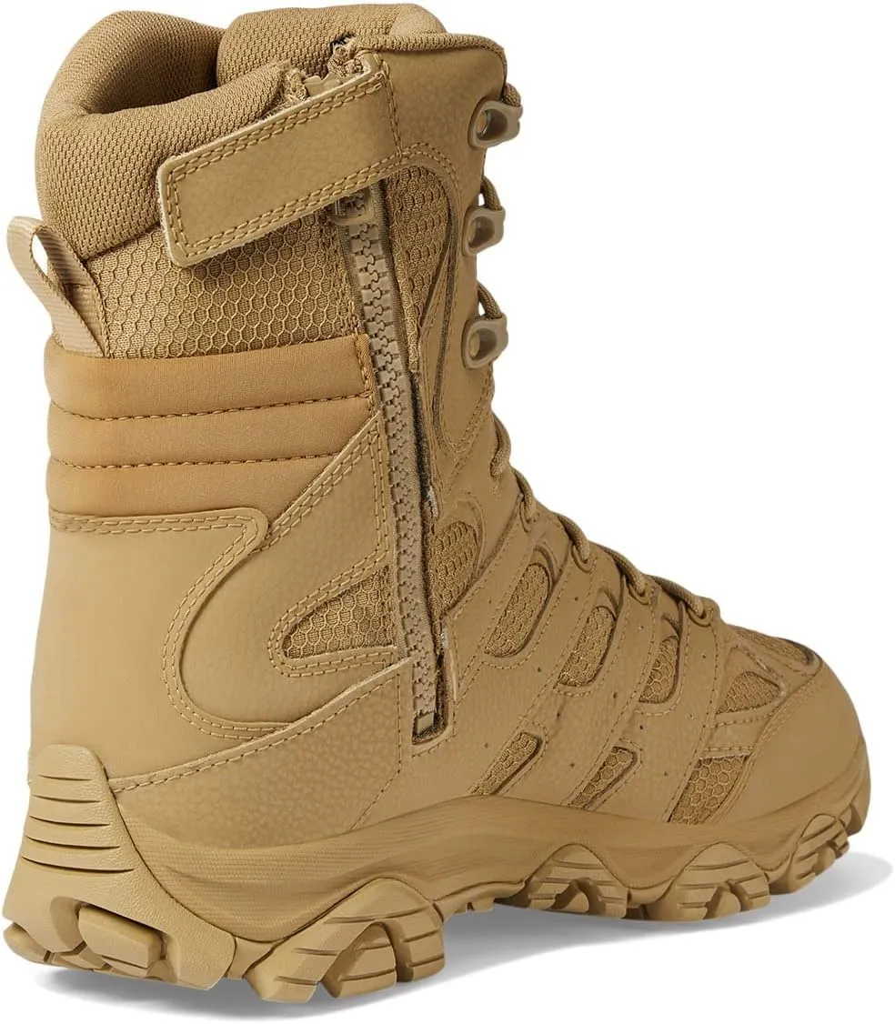 Merrell Men's Moab 3 8 Zip Tactical Waterproof Boots, Durable & Comfortable Coated Leather Combat Hiking Shoes