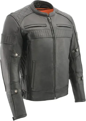 Milwaukee Leather Men's Black Cowhide Quilted Pattern Scooter Style Racing Jacket MLM1545 (XX-Large)