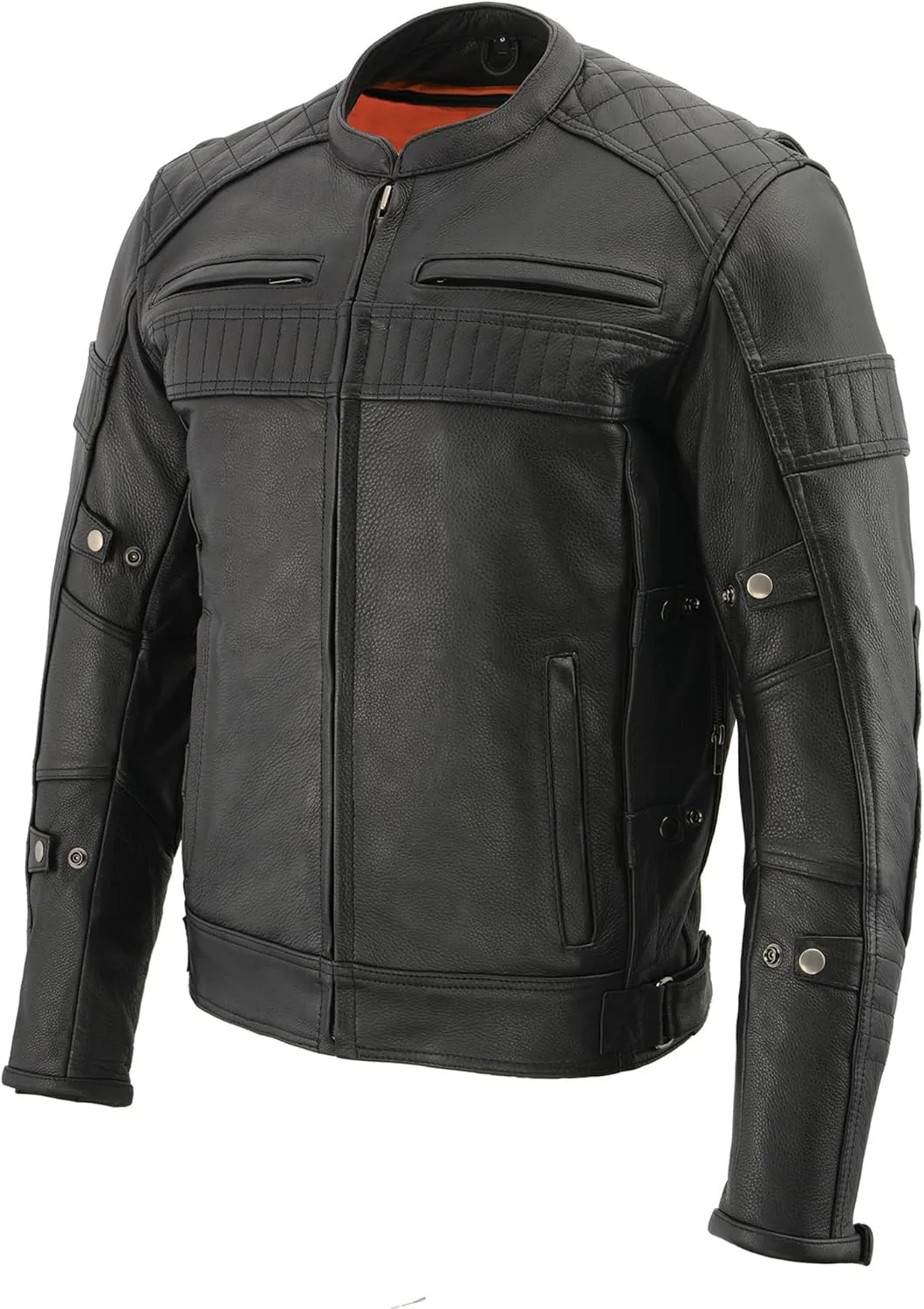 Milwaukee Leather Men's Black Cowhide Quilted Pattern Scooter Style Racing Jacket MLM1545 (XX-Large)
