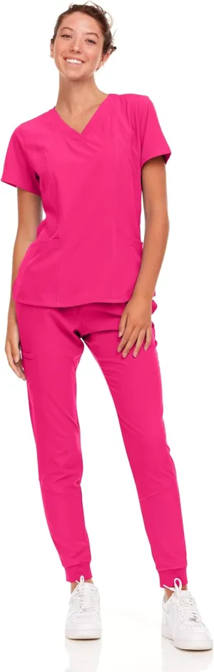 Natural Uniforms Womens Cool Stretch Jogger Scrub Set with Regular and Petite Sizes