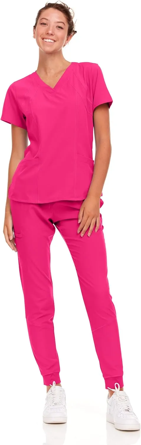 Natural Uniforms Womens Cool Stretch Jogger Scrub Set with Regular and Petite Sizes