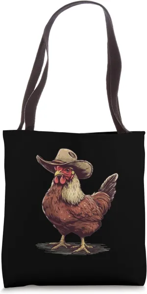 Nice Chicken with Hat for Rodeo and Ranch Lovers Tote Bag