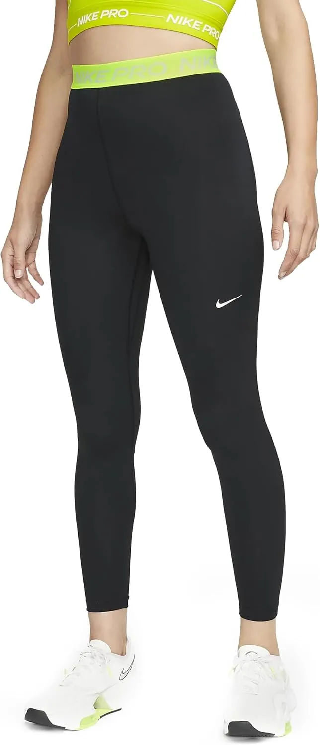 Nike Pro 365 Women's High-Rise 7/8 Leggings (US, Alpha, Medium, Regular, Regular, Black/Yellow Strike)