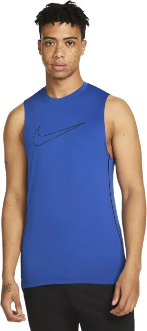 Nike Pro Dri-Fit Men's Slim Fit Sleeveless Top (as1, Alpha, l, Regular, Regular, Game Royal/Black/Black)