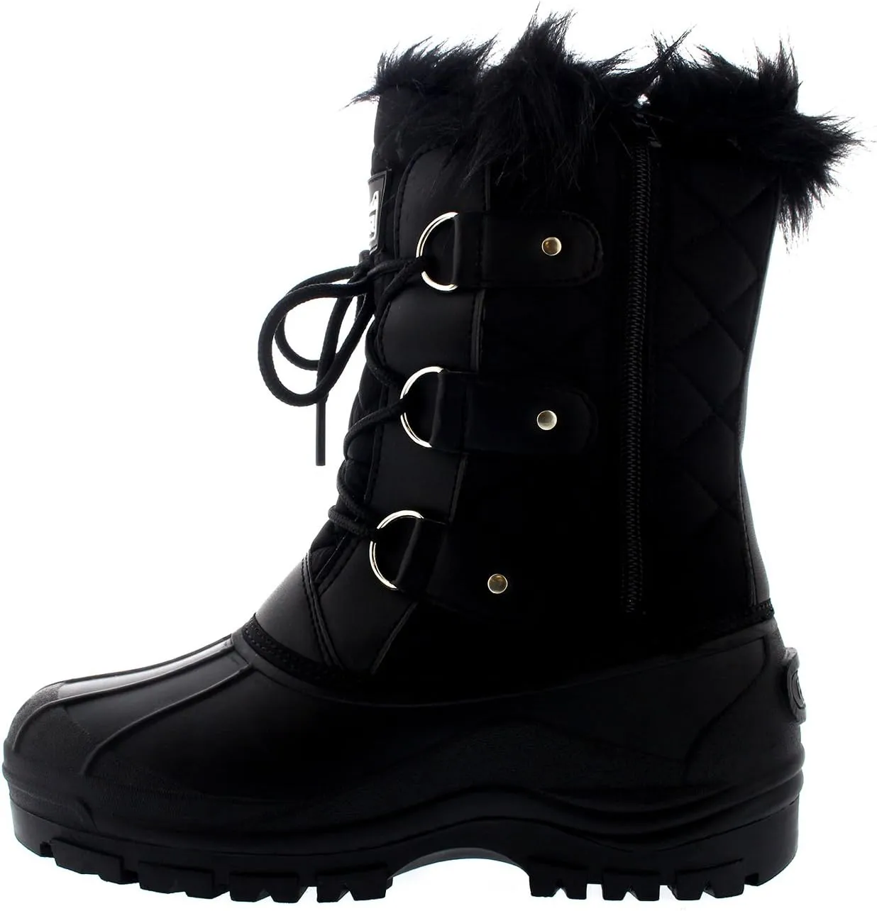 POLAR Womens Mid Calf Mountain Walking Tactical Waterproof Boots