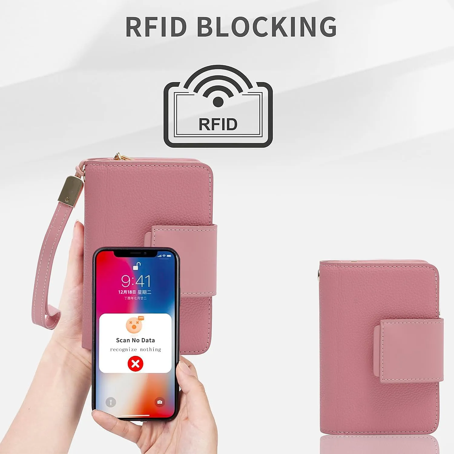 Small Wallet for Women Rfid Blocking Leather Bifold Compact Wallet Credit Card Holder Ladies Wristlet Wallet Mini Purse with Big Zipper Pocket