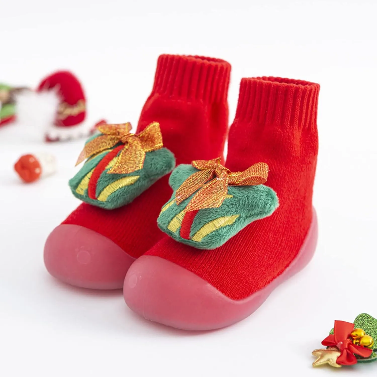 Sock Shoes Toddler,Christmas Infant Baby Boys Girls Cartoon Ears Floor Socks Non Slip Baby Step Shoes Socks Booties