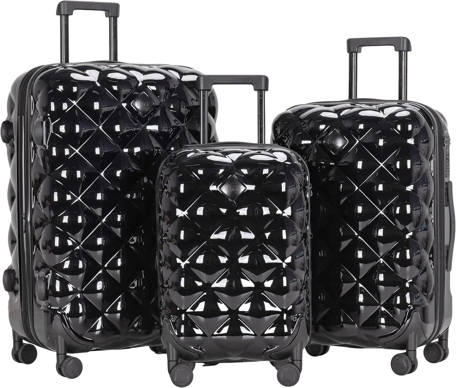 Travelers Club Women's Alluring 3 Piece Luggage Set, Black
