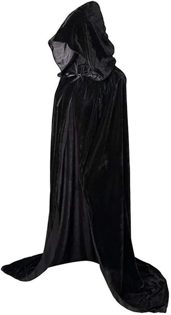 Unisex Adult Velvet Hooded Cloak Halloween Role Play Cape Costume