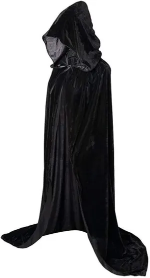 Unisex Adult Velvet Hooded Cloak Halloween Role Play Cape Costume