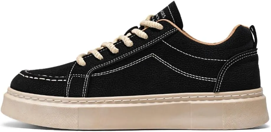 VAXAV Men's Fashion Low Top PU Flats Sneakers Skate Walking Driving Shoes