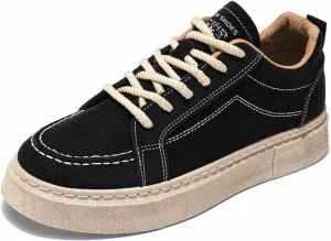 VAXAV Men's Fashion Low Top PU Flats Sneakers Skate Walking Driving Shoes