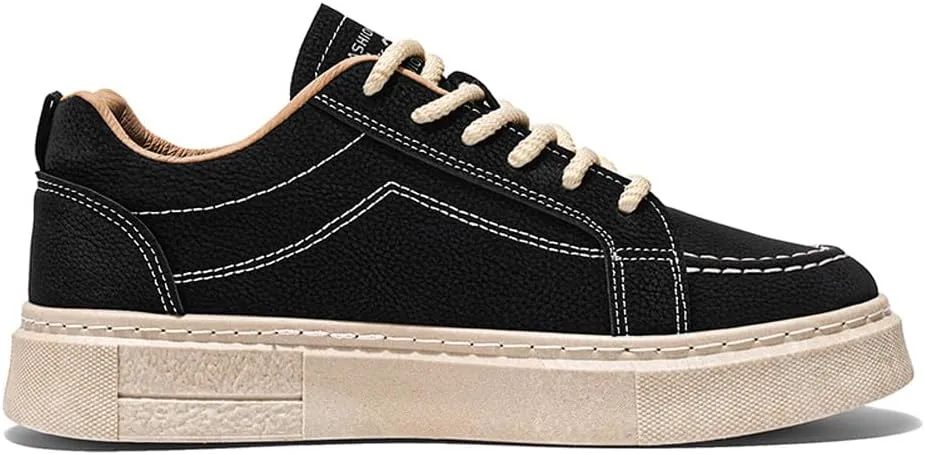 VAXAV Men's Fashion Low Top PU Flats Sneakers Skate Walking Driving Shoes