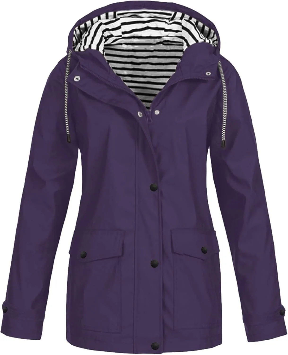 Waterproof Rain Jacket Women Raincoats Hooded Windbreaker Jacket Casual Long Sleeve Rain Jacket With Pockets