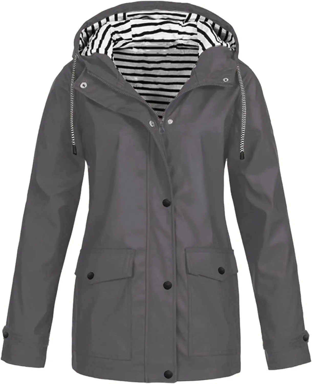 Waterproof Rain Jacket Women Raincoats Hooded Windbreaker Jacket Casual Long Sleeve Rain Jacket With Pockets