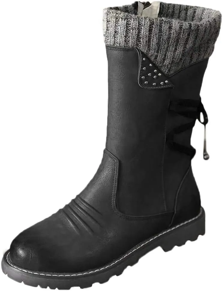 Wide Calf Snow Boots for Women Plus Size Ankle Snow Boots Womens 8.5 Waterproof Black Winter Work Boots for Woman Womens Brown Winter Boots Size 11 Winter Boot for Women Lightweight