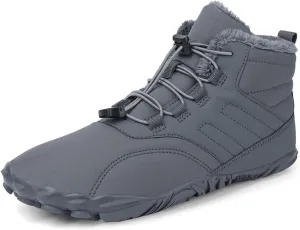 Winter Barefoot Hiking Boot Women and Men, Quick Drying Wide Toe Box Ankle Booties Box, Slip On Fur Lined Warm Shoe