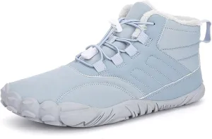 Winter Barefoot Hiking Boot Women and Men, Quick Drying Wide Toe Box Ankle Booties Box, Slip On Fur Lined Warm Shoe