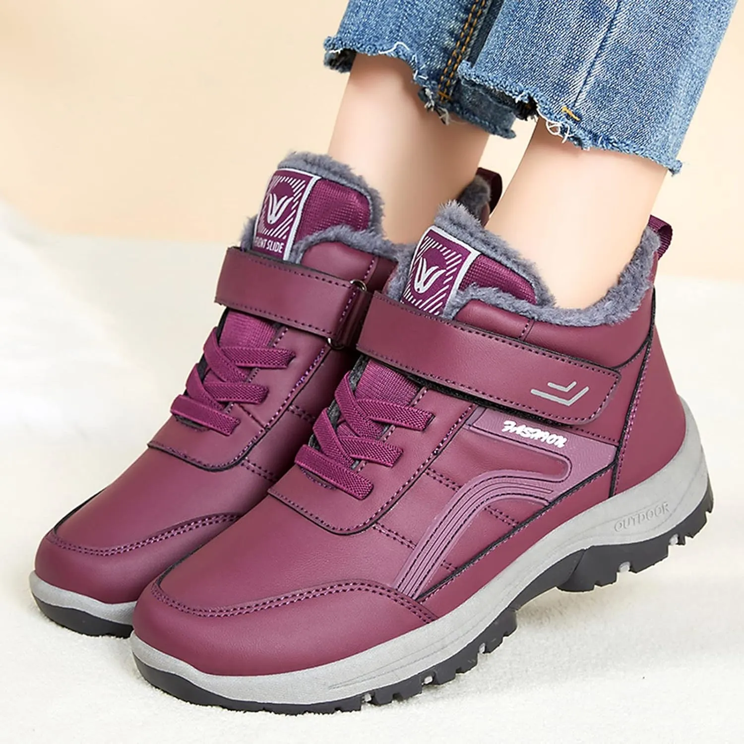 Winter Snow Boots for Women Extra Wide Calf Women's Slip on Work Boots Waterproof Womens Winter Warm Knee High Down Snow Boots Waterproof Zapatos De Nieve Para Mujer Botas De Trabajo Para Nieve