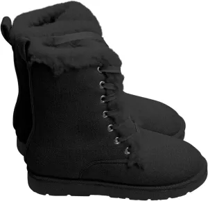 Winter Snow Boots for Women Warm Fur Lined Ankle Booties Lace Up Slip on Flat Cotton Shoes Outdoor Walking Boots