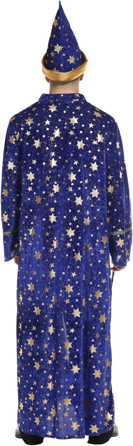 Wizard Costume Cloak And Hat Halloween Magic Wizard Cloak Robe For Adult