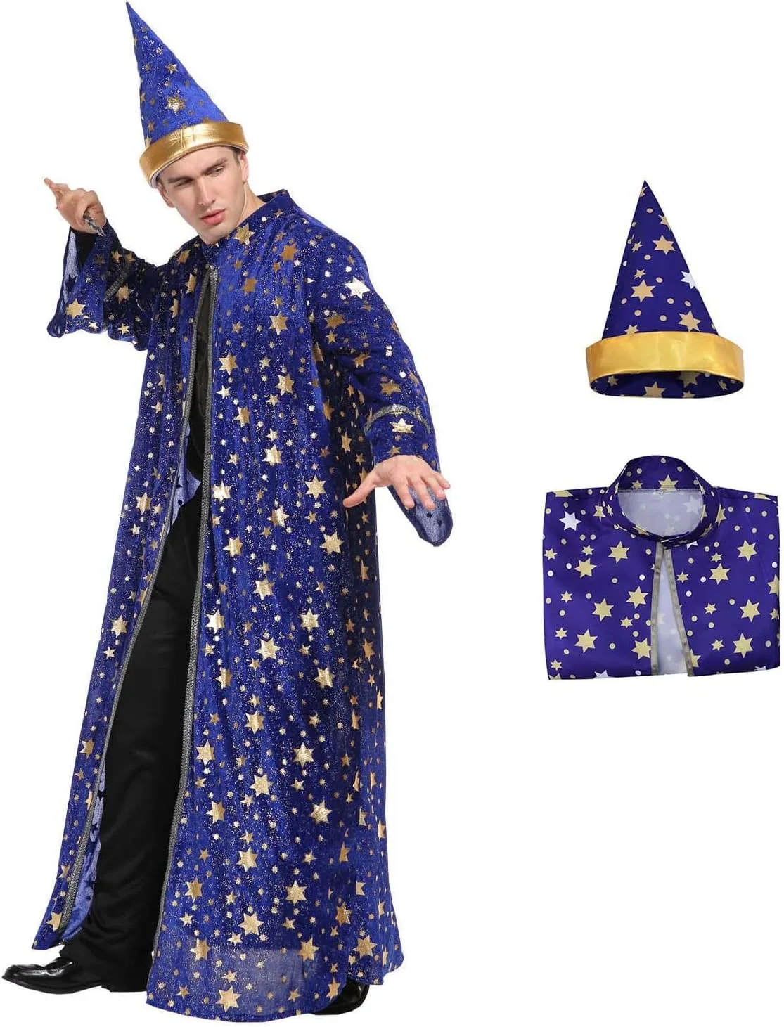 Wizard Costume Cloak And Hat Halloween Magic Wizard Cloak Robe For Adult
