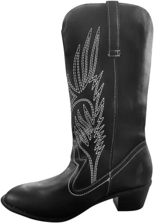 Womens Boots Fashion Pattern PU Leather Slip On Outdoor Boots for Women Chunky Heel Winter Boots for Women
