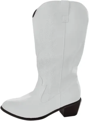 Womens Boots Fashion Pattern PU Leather Slip On Outdoor Boots for Women Chunky Heel Winter Boots for Women