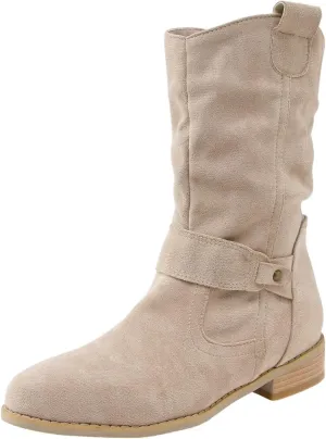 Womens Boots Insulated Warm Flock Thick Heel Boots for Women Side Zipper Durable Soft Winter Boots for Women