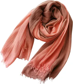 Womens Linen Scarf Crinkle Vintage Soft Lightweight Long Scarf Shawl Wrap Gradient Color Scarfs