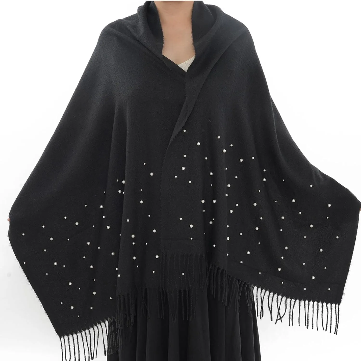 Women's Pearl Shawl Wraps Open Front Poncho Cape Oversized Sweaters Casual Fashion Cardigan Shawls for Fall Winter