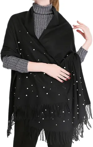 Women's Pearl Shawl Wraps Open Front Poncho Cape Oversized Sweaters Casual Fashion Cardigan Shawls for Fall Winter