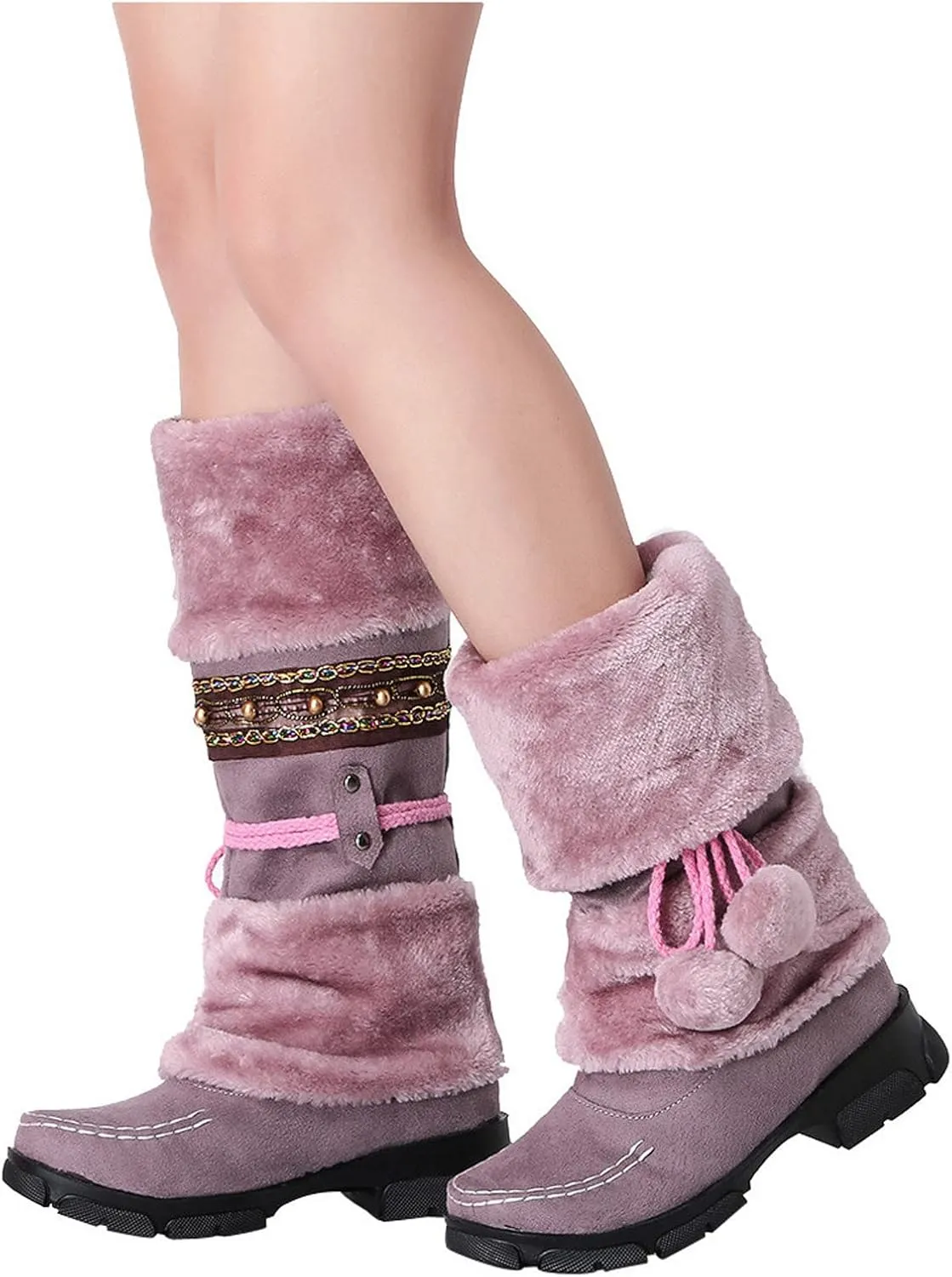 Women's Wide Width Waterproof Snow Boots Winter Walking Boots for Women Waterproof Wide Womens Winter Snow Boots Size 8 Winter Boot Women Slip on Botas Invierno Para Mujer Pie Ancho