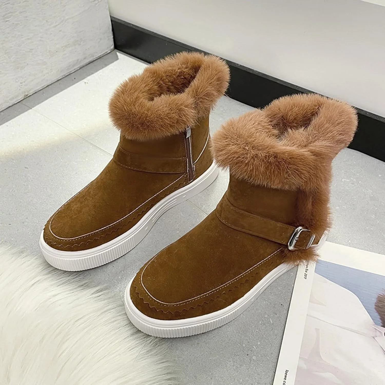 Women's Winter Boots Waterproof Winter Boots Warm Insulated Fur Boots Outdoor Lightweight Hiking Boot Womens Work Boots